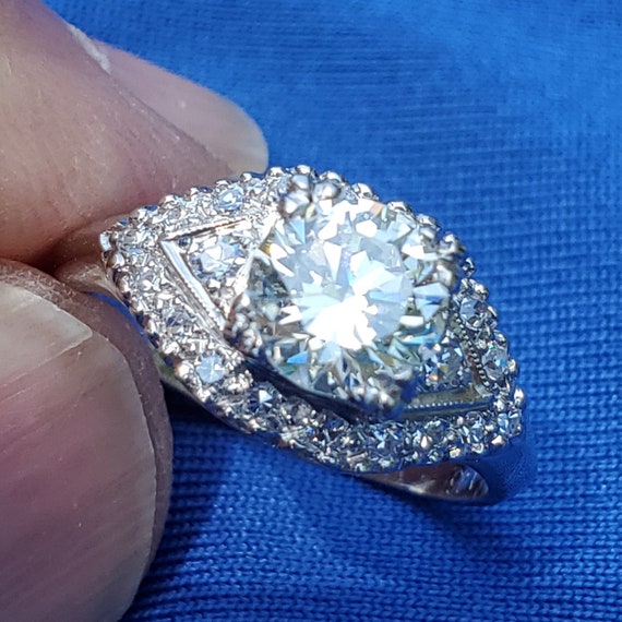 Earth mined European Diamond Deco Engagement Ring… - image 9