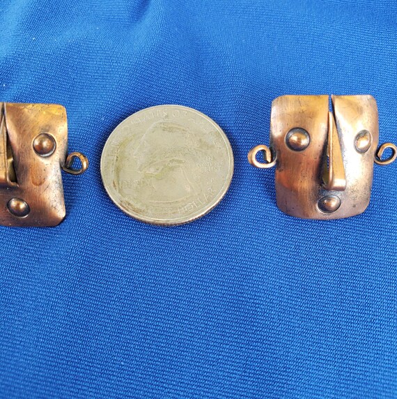 ORIGINAL Vintage 1940's 1950's Pedro Pujol Copper Hand made Modernist Earrings Jewelry Unique Design Rare Find View 3
