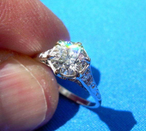 Earth mined European cut Diamond Art Deco Engagem… - image 6