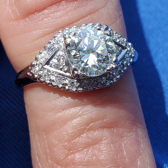 Earth mined European Diamond Deco Engagement Ring… - image 2