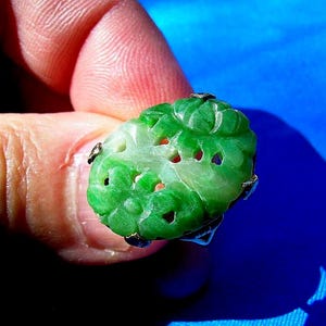 Earth mined Jade 18k Antique Statement Ring. Art Deco Hand made Setting 18k Gold Women Gift Luck Holiday Birthday Anniversary Size 5.25