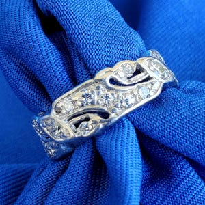 Platinum Diamond Eternity Band: Antique Deco Wedding Ring, Size 5.5