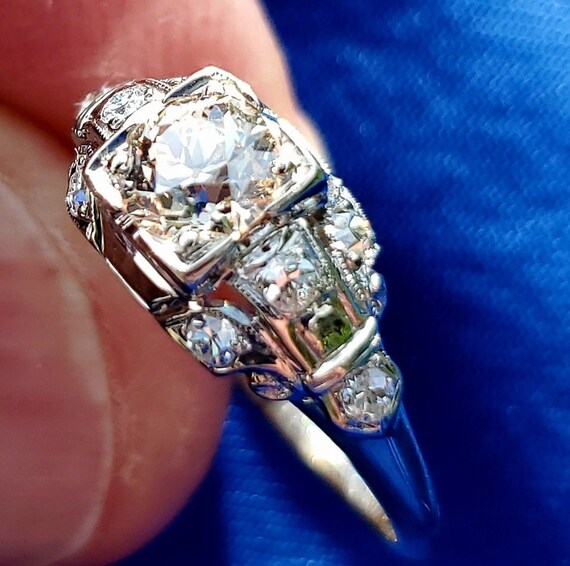 Earth mined European Cut Diamond Art Deco Engagem… - image 3