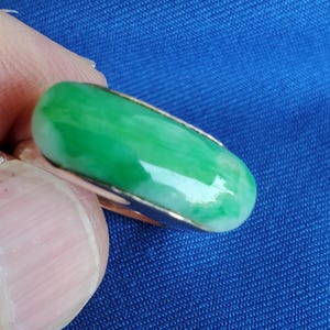 Natural Earth mined Jadeite Jade Antique Deco Solid 18k Gold Statement Ring. Vintage Antique Green Jade 18k Ring Gift Luck Health Fortune