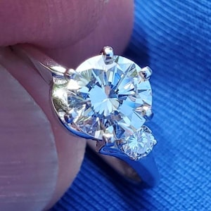 Platinum Diamond Engagement Ring Set: Handmade Deco Solitaire, Size 5