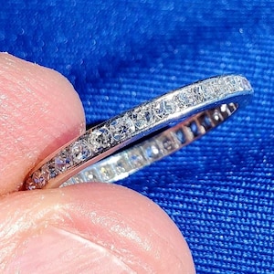 Art Deco Diamond Eternity Band: Antique Platinum Wedding Ring, Size 5.5