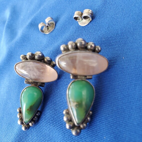 Solid Sterling Silver 925 Rose Quartz Chrysoprase… - image 4