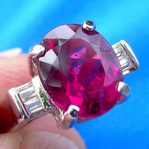 Earth mined Red Rubellite Tourmaline Diamond 14k Gold Engagement Ring. Natural Red Tourmaline Rubelite Custom Hand Made Design Solitaire 14k