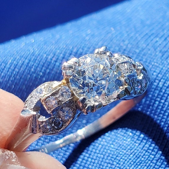 Earth mined Diamond European cut Art Deco Platinu… - image 10
