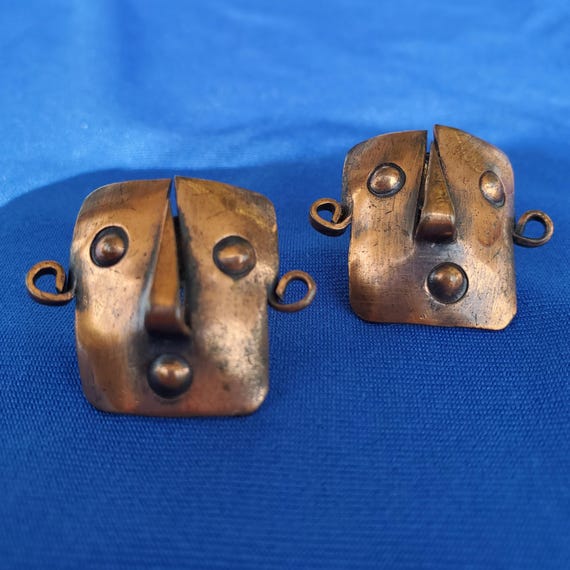ORIGINAL Vintage 1940's 1950's Pedro Pujol Copper Hand made Modernist Earrings Jewelry Unique Design Rare Find View 6