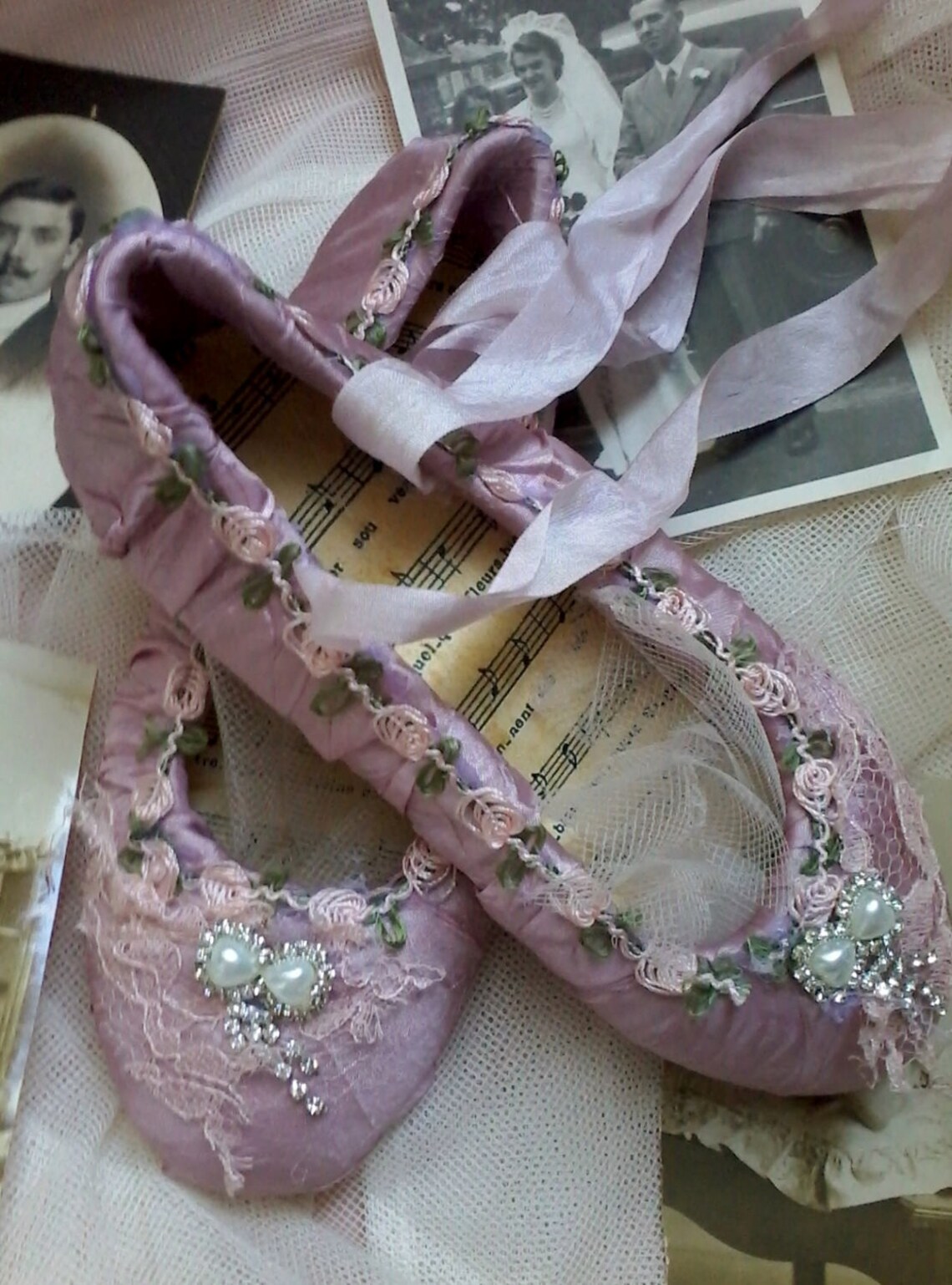 Embellished ballet pointe shoes faux ballet slippers fantasy Etsy