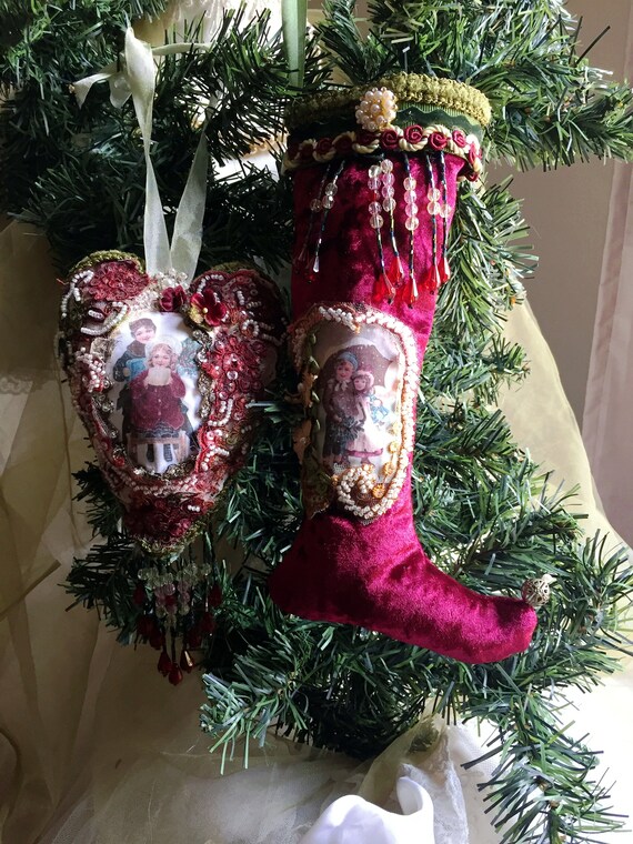 Victorian Christmas stocking vintage Christmas keepsake Etsy