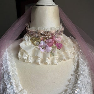 Beaded Lace Choker: Ethereal Fairy Headband, Brocante Style