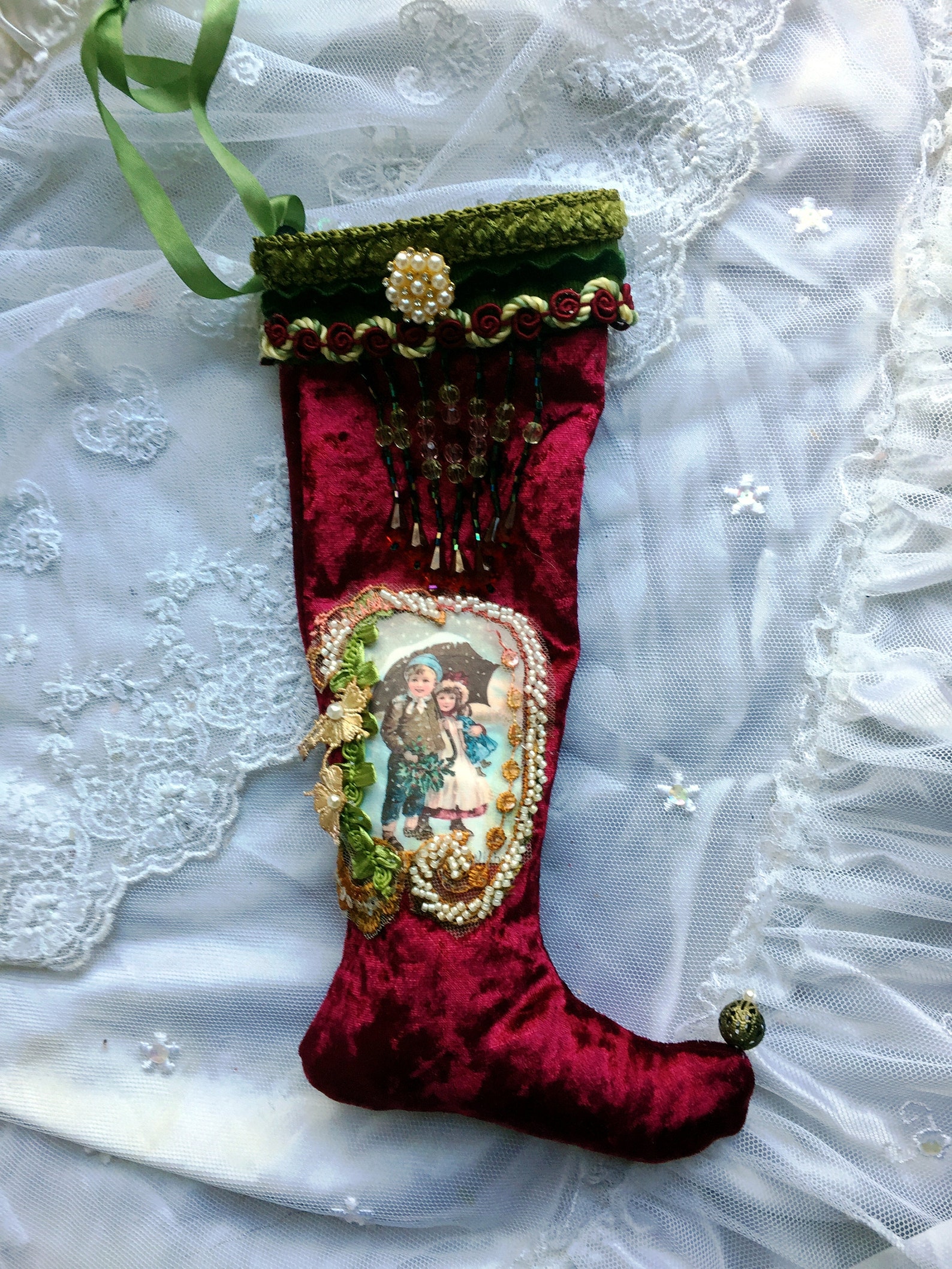 Victorian Christmas stocking vintage Christmas keepsake | Etsy