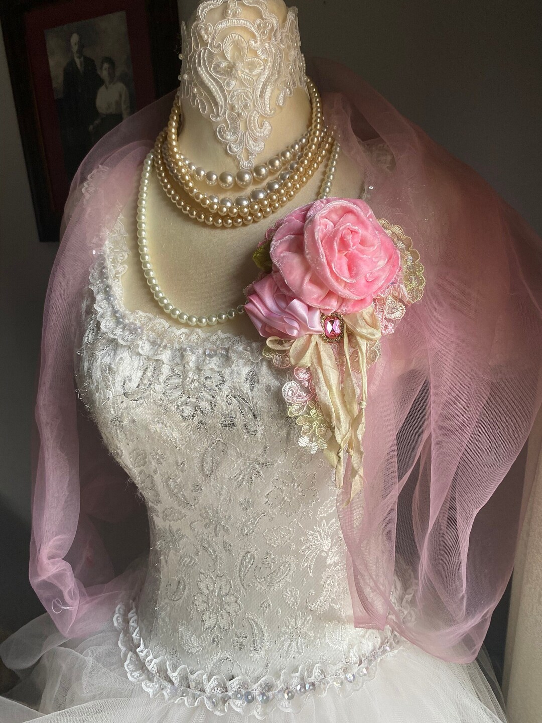 Victorian Rose Pin Downton Abby Ribbon Rose Brooch Gypsy - Etsy