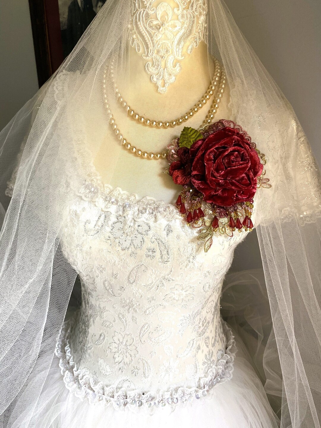 Victorian Rose Pin Downton Abby Ribbon Rose Brooch Gypsy - Etsy