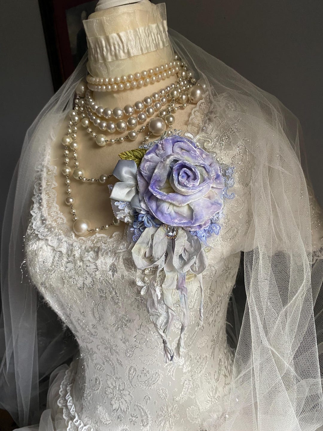 Victorian Rose,downton Abby Ribbon Rose Brooch, Gypsy Rose, Boho Rose ...