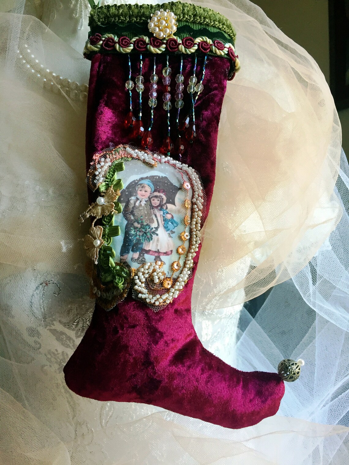 Victorian Christmas stocking vintage Christmas keepsake | Etsy