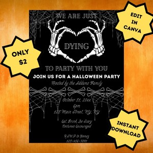 Editable Halloween Party Invitation | Spooky Skeleton Hands Invite | Printable Digital Template | Halloween Costume Party