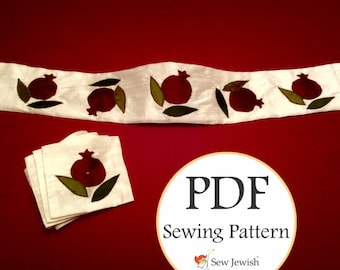 Patrón Tallis Atarah para chal de oración judío - Patrón PDF - Patrón Tallit Atarah y piezas de esquina - Diseño de granada - Instrucciones