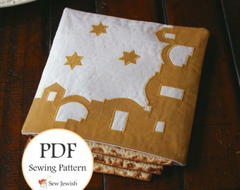 Passover Matzah Cover Sewing Pattern, PDF Pattern and Instructions, King David's Jerusalem, Jewish Holiday Craft, How to Make Matzoh Cover