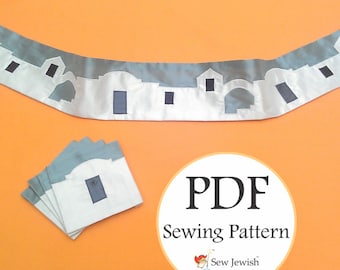 Patrón de Talit Atarah para chal de oración judío, patrón en PDF, patrón de Atarah de Jerusalén del rey David para Talis, costura judaica