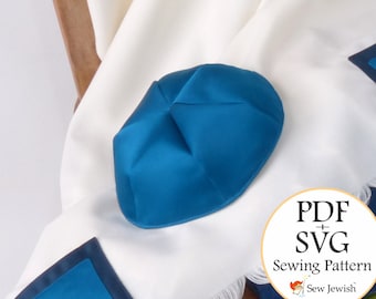 Patrón Kippah Archivo SVG para Cricut - Instrucciones + Patrón PDF + Archivo SVG - Patrón Yarmulke- Bar Bat Mitzvah- Boda judía