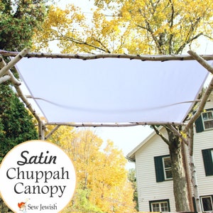 Wedding Chuppah Canopy - White Satin - Custom Made - Jewish Wedding Chuppah Canopy - Wedding Huppah Canopy - Jewish Weddings Canopy