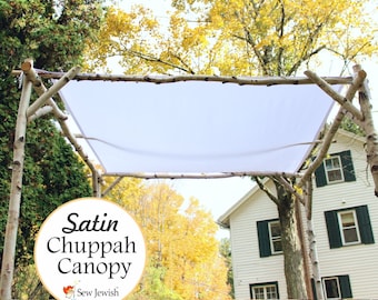 Wedding Chuppah Canopy - White Satin - Custom Made - Jewish Wedding Chuppah Canopy - Wedding Huppah Canopy - Jewish Weddings Canopy