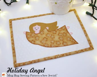 ¡Nuevo! Patrón de tapete navideño de ángel, descarga digital de costura en PDF, tema bíblico, aplique pequeño para colcha, regalo para amigos, decoración de apartamento.