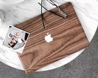 Macbook Wood Cover for Apple Mac Air Pro 11 12 13 14 15 16 inch - Real Natural Walnut Wood - Mac book Wood Veneer Skin - Christmas Xmas gift