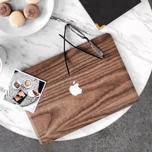 MacBook Wood Cover for Apple Mac Air Pro 11 12 13 14 15 16 inch Real Natural Walnut Wood Mac book Wood Veneer Skin Christmas Xmas gift image 1