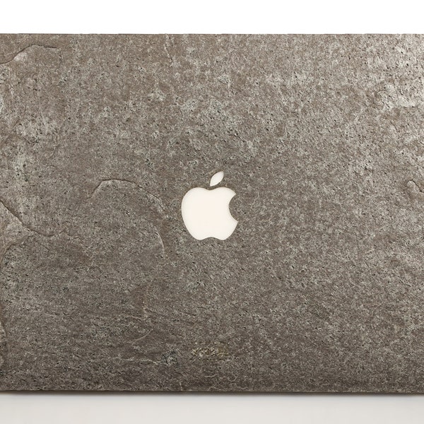 Natural Stone Macbook Skin, Real Stone Skin for Macbook Air Pro 11 12 13 14 15 16 inch, Macbook Decal Apple, Silver Grey Stone Skin