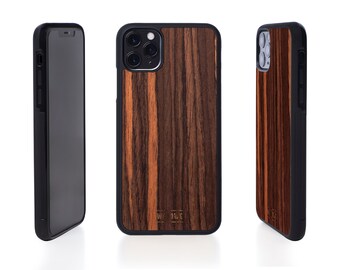 Ebony Wood case for iPhone 13 12 11 X XR mini max pro plus, WOODWE Eco friendly Iphone wood cover Gift idea, Sustainable Nature lover gift