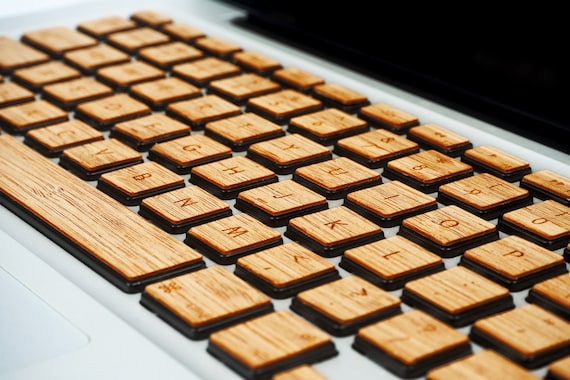 Real Bamboo Wood MacBook Pro Keyboard Sticker Eco Friendly Office