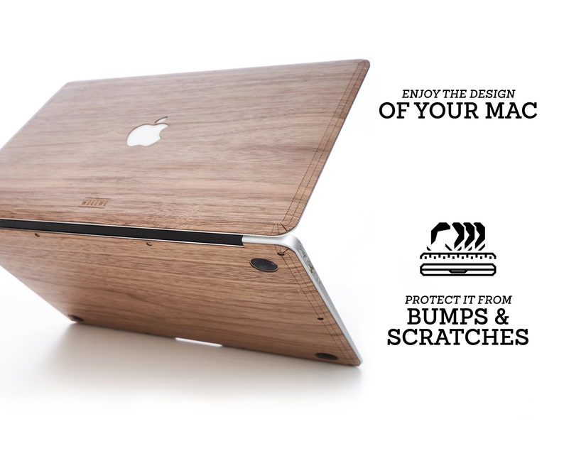 MacBook Wood Cover Wolf in the Woods Minimal Walnut Wood for Apple Mac Air Pro 11 12 13 14 15 16 inch Mac Skin for gift image 4