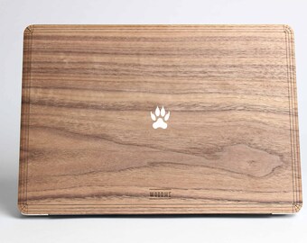 Wild Paw - Macbook Pro Wood Cover for Apple Mac Air Pro 11 12 13 14 15 16 inch, Walnut Wood Macbook cover, Macbook air 13 inch skin