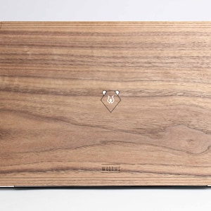 Minimal Bear Macbook Pro Skin wood for Apple Mac Air Pro 11 12 13 14 15 16 inch, Walnut Wood Macbook cover Gift idea, Woodland Macbook skin