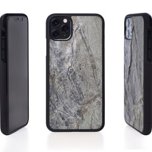 Naturstein iPhone Hülle, Einzigartige Handyhüllen, Silber WOODWE Schützende Hartschale für iPhone 5 7 8 SE X 11 12 13 14 15 16 Pro Max Plus Mini