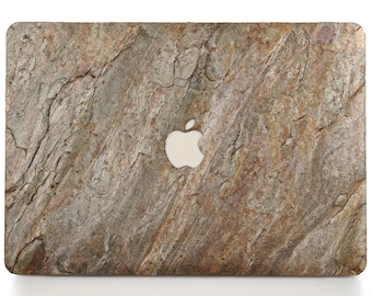 Natural Stone Macbook Skin, Real Stone Macbook Pro decal, Protective Hard Shell for Air Pro 11 12 13 15 inch, Burning Forest Cover Case