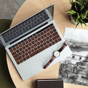 Imbuia Wood Mac Keyboard stickers, Keyboard Skin for Apple Mac book Air Pro 13 15, Sustainable Zero waste gifts, Real Wood Mac Wood Skin