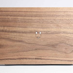 MacBook Wood Cover Wolf in the Woods Minimal Walnut Wood for Apple Mac Air Pro 11 12 13 14 15 16 inch Mac Skin for gift image 1