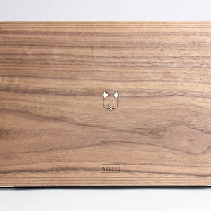 Macbook Wood Cover - Wolf in the Woods - Minimal - Walnut Wood - for Apple Mac Air Pro 11 12 13 14 15 16 inch - Mac Skin for gift