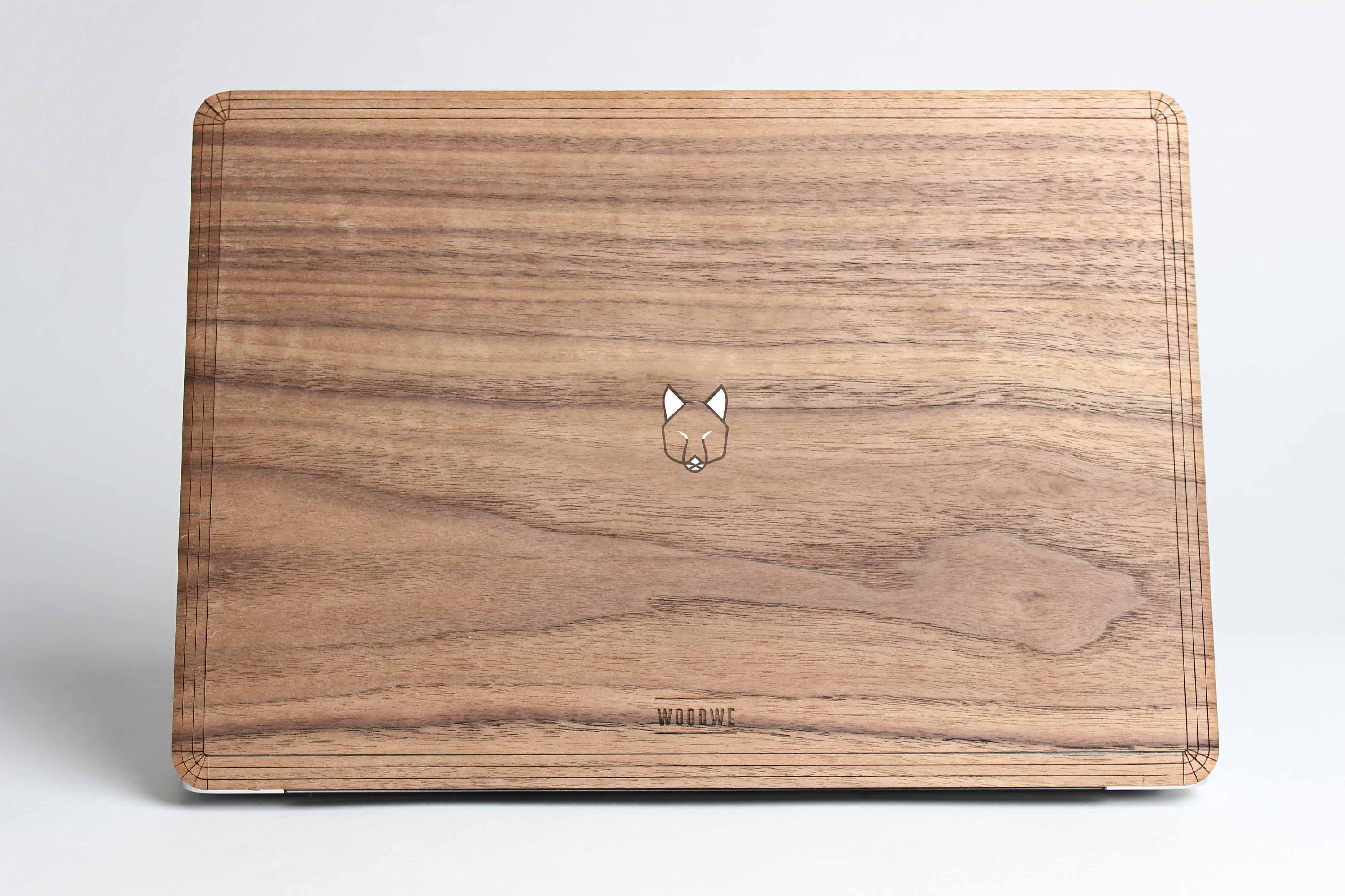 Wolf in the Woods Walnut Wood Macbook Wood Cover Mac Skin for gift for Apple Mac Air Pro 11 12 13 15 16 inch Minimal