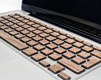 Walnut wood Macbook pro Keyboard Sticker, Mac book Air Pro 13 15 Wooden keyboard skin, WOODWE Keyboard Protective Cover, Corporate gifts