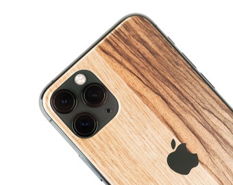 Real Wood Iphone Skin, zero waste Natural Phone Sticker, Black Frake Wood back cover for iPhone 5 6 7 8 SE X 11 12 13 Pro Max Plus Mini