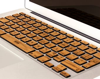 Teak Wood Macbook pro Keyboard Sticker, Boss Christmas gift, Apple Mac book Air Pro 13 15 Wooden keyboard skin, Keyboard Protective Cover