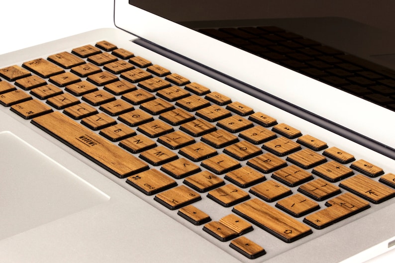 Teak Wood Macbook pro Keyboard Sticker, Boss Christmas gift, App
