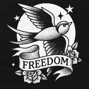 Classic Flash Tattoo Design Swallow Freedom Short-Sleeve Unisex T-Shirt