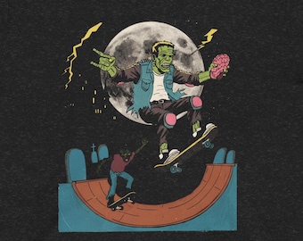 Funny Skater Monster Halloween Creature Distressed Design Unisex t-shirt